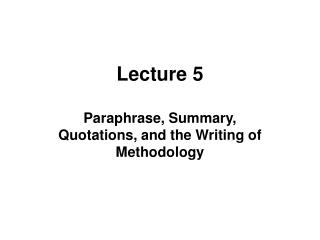 Lecture 5