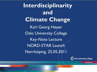 Interdisciplinarity and Climate Change