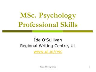 MSc. Psychology Professional Skills