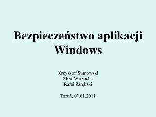 Bezpieczeństwo aplikacji Windows