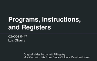 Programs, Instructions, and Registers