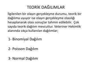 TEORİK DAĞILIMLAR