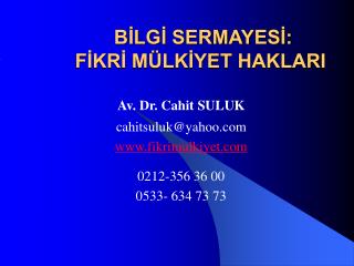 BİLGİ SERMAYESİ: FİKRİ MÜLKİYET HAKLARI