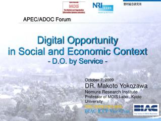 Digital Opportunity in Social and Economic Context - D.O. by Service -