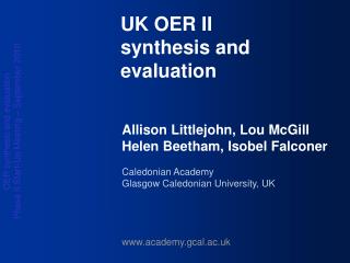 UK OER II synthesis and evaluation