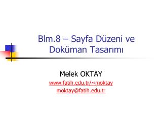 Blm.8 – Sayfa Düzeni ve Doküman Tasarımı
