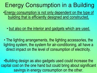 Energy Consumption in a Building