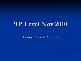 ‘O’ Level Nov 2010