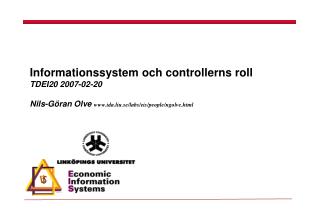 Informationssystem och controllerns roll TDEI20 2007-02-20