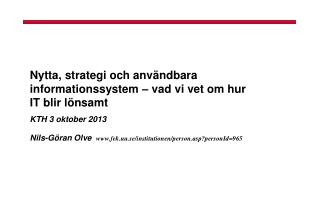 Nytta, strategi och användbara informationssystem – vad vi vet om hur IT blir lönsamt