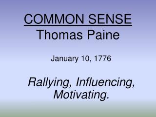 COMMON SENSE Thomas Paine