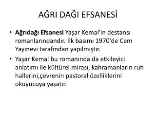 AĞRI DAĞI EFSANESİ
