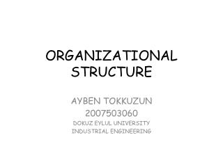 ORGANIZATIONAL STRUCTURE