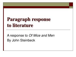 Paragraph response to literature