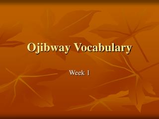 Ojibway Vocabulary