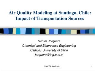 Air Quality Modeling at Santiago, Chile: Impact of Transportation Sources