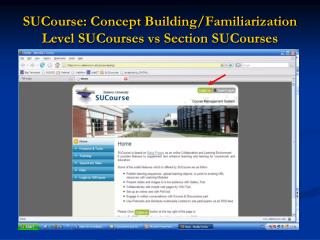 SUCourse: Concept Building/Familiarization Level SUCourses vs Section SUCourses