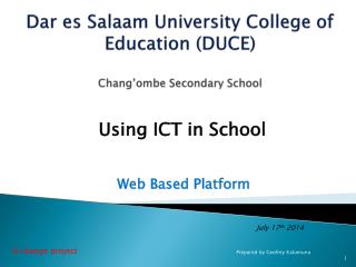 Dar es Salaam University College of Education (DUCE) Chang’ombe Secondary School