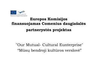 Europos Komisijos finansuojamas Comenius daugiašalės partnerystės projektas