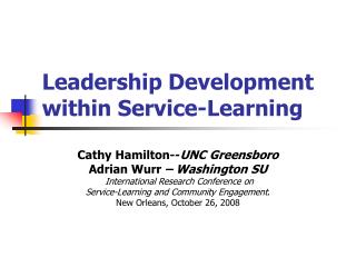 Leadership Development within Service-Learning