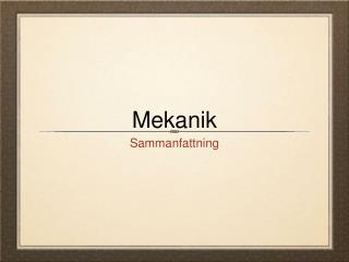 Mekanik