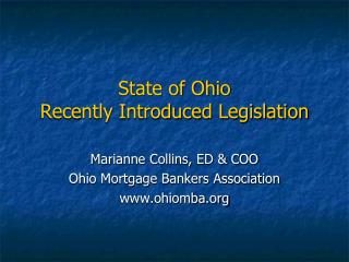 State of Ohio Recently Introduced Legislation