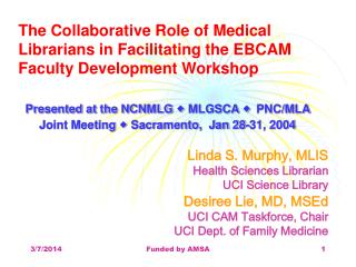 The Collaborative Role of Medical Librarians in Facilitating the EBCAM Faculty Development Workshop