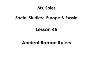 Ms. Soles Social Studies: Europe &amp; Russia