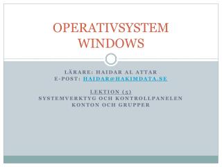 OPERATIVSYSTEM WINDOWS