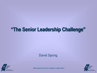 “The Senior Leadership Challenge” David Spong