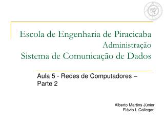 Escola de Engenharia de Piracicaba Administração Sistema de Comunicação de Dados