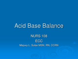 Acid Base Balance