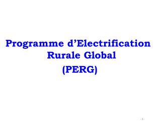 Programme d’Electrification Rurale Global (PERG)