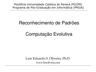 Reconhecimento de Padrões Computação Evolutiva