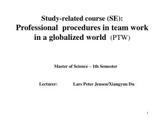 Study-related course (SE): Professional procedures in team work in a globalized world (PTW)