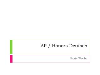 AP / Honors Deutsch