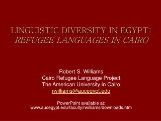 LINGUISTIC DIVERSITY IN EGYPT: REFUGEE LANGUAGES IN CAIRO