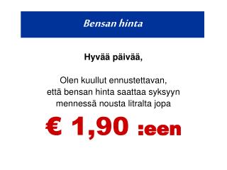 Bensan hinta