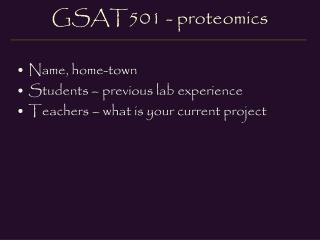 GSAT501 - proteomics