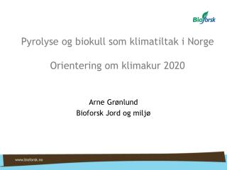 Pyrolyse og biokull som klimatiltak i Norge Orientering om klimakur 2020