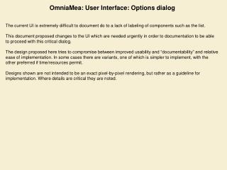 OmniaMea: User Interface: Options dialog