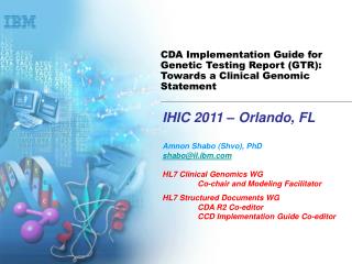 CDA Implementation Guide for Genetic Testing Report (GTR): Towards a Clinical Genomic Statement