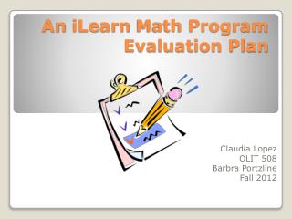An iLearn Math Program Evaluation Plan