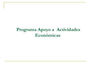 Programa Apoyo a Actividades Económicas
