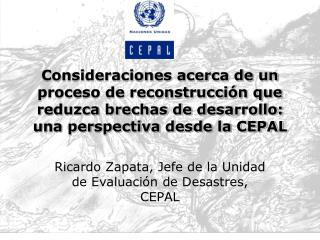 Ricardo Zapata, Jefe de la Unidad de Evaluación de Desastres, CEPAL