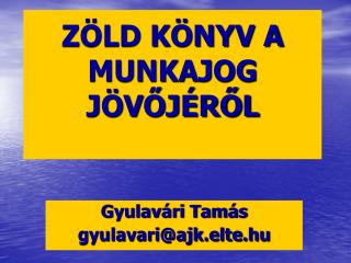 ZÖLD KÖNYV A MUNKAJOG JÖVŐJÉRŐL