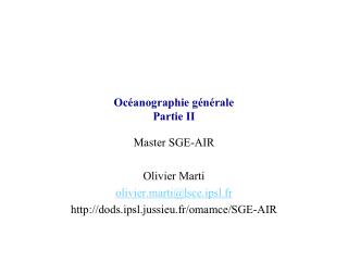 Océanographie générale Partie II