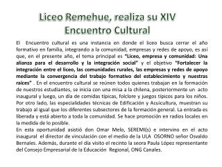 Liceo Remehue , realiza su XIV Encuentro Cultural