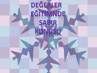 DEĞERLER EĞİTİMNDE SABIR KONUSU