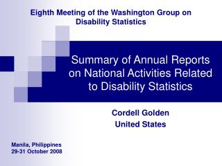 Eighth Meeting of the Washington Group on Disability Statistics